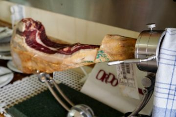 Iberian pork, served by cutting thin slices